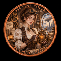 Pièce de collection Steampunk Vintage pour femme victorienne, 1 oz, en cuivre pur, impression couleur UV, gaufrée, personnalisée, vente en gros, OEM