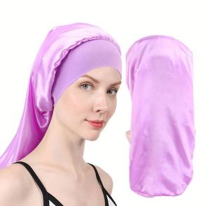 Gorros de satén extralargos para dormir, gorros sueltos para trenzas, para mujeres, para rastas, cabello rizado, suaves - Product Image 1