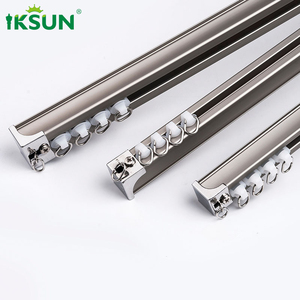 Iksun Cheap Price Wholesale Heavy Duty Ceiling Wall Installation Living Room Hotel Aluminium Alloy Curtain Rail Track Double Set - Product Image 4