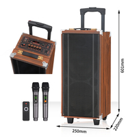 Speaker Karaoke Nirkabel Kayu Suara Besar Kuat Laris Manis, Speaker Bluetooth Bass dengan Mic Nirkabel untuk Pesta DJ