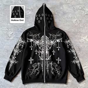 Nouveauté 2026 : Sweat à capuche unisexe oversize style streetwear américain, personnalisable avec broderie et impression graphique, design anneau en fer, coupe courte et carrée - Product Image 1