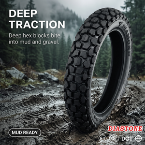 Nouveau pneu de moto tout-terrain DIASTONE Road Knobby à crampons, sans chambre à air, pour Dirt Bike, <span class=keywords><strong>Enduro</strong></span>, Motocross, boue, sable 3.00-17 - Product Image 2