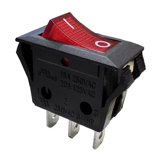32*16.9mm Mini Industrial Rocker Switch 3-Pin ON-OFF 250V 20A Two-Mode Control Red LED Indicator 32*16.9mm Mini Rocker Switch