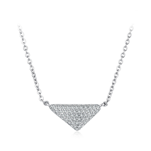 Collar con Colgante Geométrico Chapado en Rodio para Mujer, con Circonitas Cúbicas Engastadas, Estilo Minimalista - Product Image 1