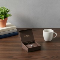 Boîte à bijoux magnétique de luxe en carton brun foncé personnalisée, recyclable, emballage de collier haut de gamme, boîte à rabat, cadeau du Fujian