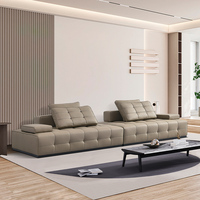 Grand appartement villa de luxe italien et minimaliste Ensemble de canapés sectionnels type Lawrence en cuir de vachette véritable