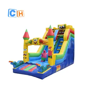 Commercial inflatable amusement park jumping castle mini slide inflatable jump house and dry slides for party use