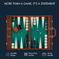 Ensembles de backgammon de qualité supérieure de 19 pouces en cuir vert de qualité supérieure Dames de 1.3 pouces Jeu de backgammon de voyage Grand jeu de société de backgammon