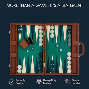 Set di <span class=keywords><strong>Backgammon</strong></span> Premium da 19 pollici in pelle verde Premium a dama da 1.3 pollici dadi da viaggio Set di <span class=keywords><strong>Backgammon</strong></span> grande <span class=keywords><strong>gioco</strong></span> da tavolo <span class=keywords><strong>Backgammon</strong></span> - Product Image 5