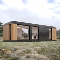 Maison préfabriquée en conteneur, design modulaire rectangulaire en verre trempé miroir, pour bureau, villa, maison préfabriquée
