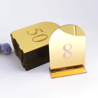 Arco Bar Banquete Número Signo Espejo dorado Acrílico Tarjeta de número de mesa Texto personalizado Tarjetas acrílicas de pie