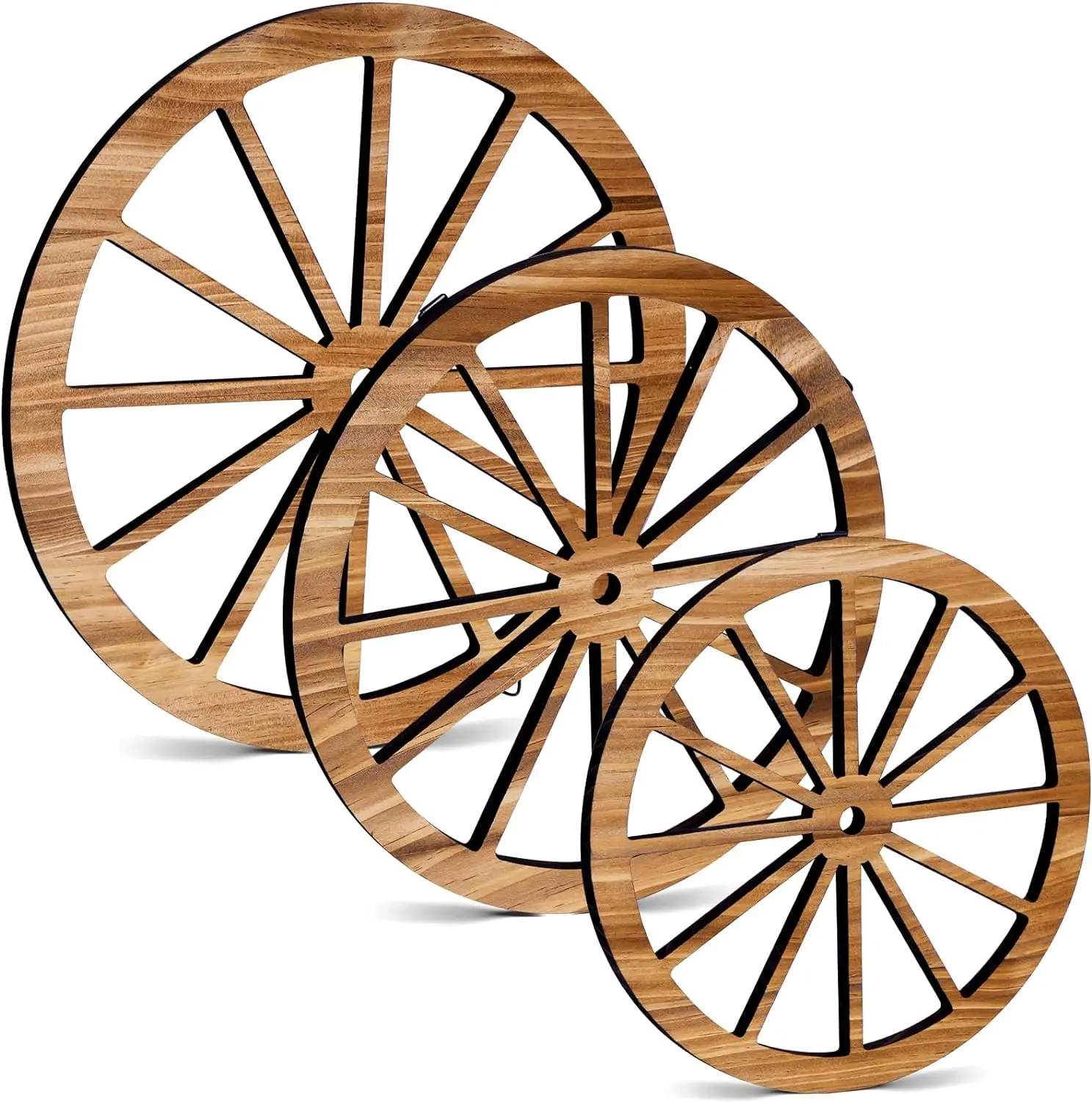 3 قطع عجلة عربة خشبية ديكور قديم غربي كلاسيكي فن معلق ديكور حائط غرب بري عجلة