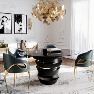 Mesa Redonda de Acero Inoxidable de Lujo, Diseño Moderno, Mesa de Comedor Artística de Alta Gama para Villas, Restaurantes y Hogares - Product Image 2