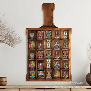 Estante de exhibición de copas de vino de madera, montado en la pared, 5 niveles, rectangular, decoración de bar, almacenamiento para fiestas, duradero - Product Image 1