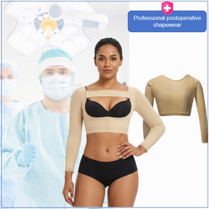 Sujetador de compresión postoperatorio de talla grande, ecológico, de control medio, moldeador de brazos, de manga larga, deportivo para mujer - Product Image 1