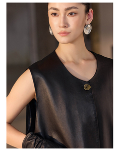 <span class=keywords><strong>Gilet</strong></span> en cuir de mouton tempérament simple de style européen et américain <span class=keywords><strong>gilet</strong></span> de <span class=keywords><strong>grande</strong></span> <span class=keywords><strong>taille</strong></span> polyvalent noir - Product Image 4