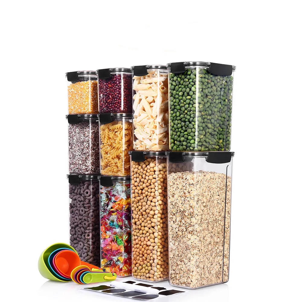 Penyimpanan Makanan Set 10 Buah, Wadah Dapur Sereal Plastik Bebas BPA