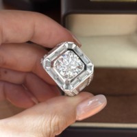 Nouvelle conception de bague de fiançailles en diamant IGI CVD HPHT, or blanc 18 carats, large bande pour homme, diamant rond cultivé en laboratoire