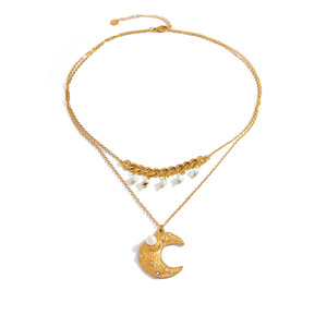 Collar de doble capa de acero inoxidable con colgante de estrella, cadena para clavícula de color dorado para mujer, joyería de moda. - Product Image 5