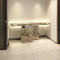 Table console moderne de luxe italienne en marbre, avec décorations métalliques, pour villa, salon, meubles de maison
