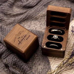 1pcs Personalized Walnut Square Creative Personalized Engagement Wedding <b>Ring</b> <b>Box</b> Gift - Product Image 3