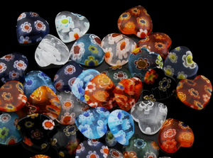 Fait à la main <span class=keywords><strong>couleurs</strong></span> mélangées dos plat coeur Cabochon gros Millefiori lampwork bijoux composant - Product Image 4