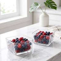 Minimalistische vierkante gehamerde glazen schaal, stapelbaar, loodvrij, voor fruit, noten, geschikt voor thuis, feestjes en hotels.