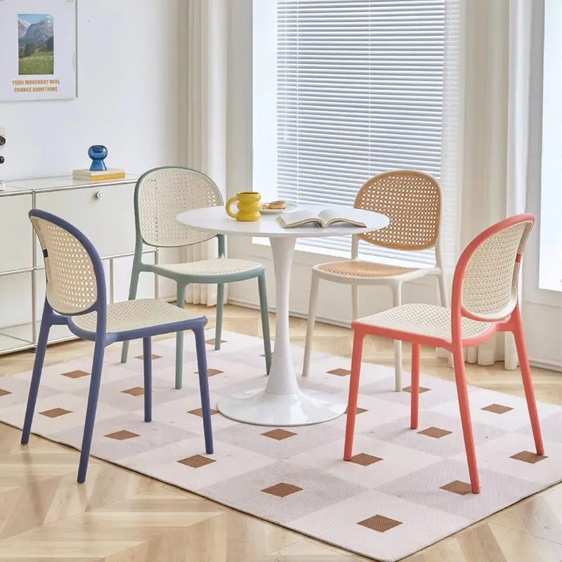 İskandinav rattan dokuma sırt yemek sandalyesi açık eğlence sandalye moda ve basit ev yetişkin yemek sandalyeleri