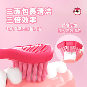 Cepillo de Dientes Manual Strawberry Bear, Paquete de 2, Cerdas Suaves, Tres Cabezas, para Adultos, Uso Doméstico, Alta Calidad - Product Image 3