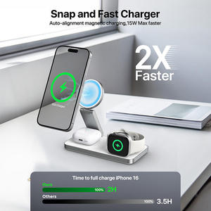 Chargeur sans fil magnétique 3 en 1, station de charge rapide 15W, support pour téléphone portable et montre connectée pour <span class=keywords><strong>Apple</strong></span> <span class=keywords><strong>iPhone</strong></span> 15 14 <span class=keywords><strong>13</strong></span> 12 - Product Image 2