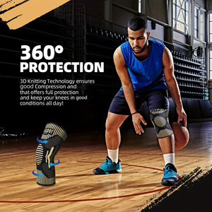 ที่รัดเข่าคอปเปอร์ไอออน 3 มิติ ถักแบบระบายอากาศได้ดี สำหรับวิ่ง บาสเก็ตบอล เดินป่า ใช้ได้ทั้งชายและหญิง สีดำทอง 1 คู่ - Product Image 5