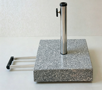 Base de parasol mobile en granit gris avec poignée extractible, support de parasol carré robuste pour terrasse de jardin extérieure