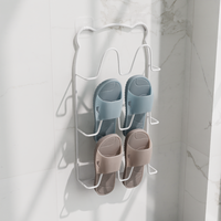 Étagère murale à chaussures à trois niveaux pour la maison, support à pantoufles d'intérieur, séchoir à chaussures en métal sans perçage pour salle de bain