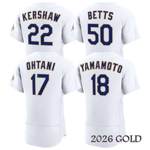 เสื้อเบสบอลสีทองปี 2026 ปักชื่อผู้เล่น โชเฮย์ โอทานิ, เอ็ดแมน, มูกี้ เบตต์ส, โยชิโนบุ ยามาโมโตะ, เฟรดดี้ ฟรีแมน - Product Image 1