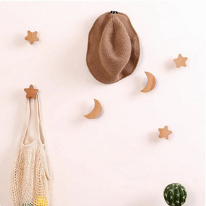FSC Moon and Star Ganchos de madera Perchero montado en la pared Cesta montada en la pared Hogar Sala de estar - Product Image 3