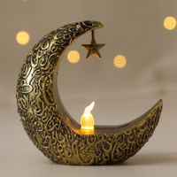 Islamisches Geschenk Kleine Beleuchtete Mond-Stern-Lampe Ramadan Ornamente Dekoration Eid Muslimische Elektrische LED-Kerzenhalter