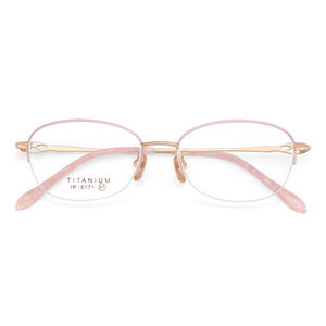 Gafas de titanio con media montura ovalada para mujer Ip 6171, almohadillas nasales antideslizantes, lentes de resina, origen Danyang - Product Image 1