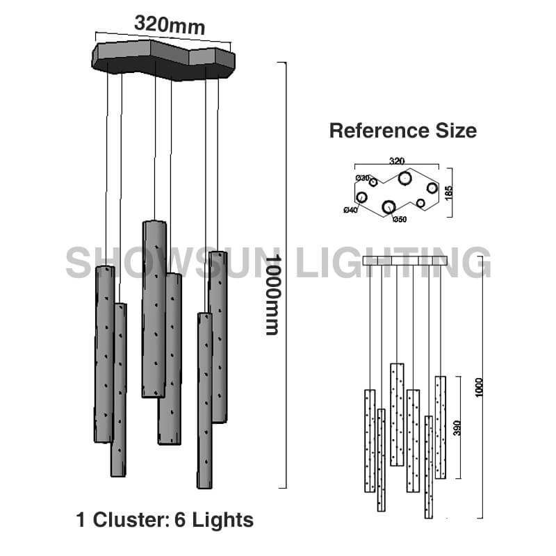 W320mm x H1000mm(6 Lights)