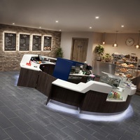 Comptoir de service multifonctionnel de haute qualité, résistant aux taches, ensemble complet pour café, avec forme personnalisée