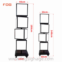 Boîte à lumière LED rotative en aluminium sur pied pour magasin électronique, restaurant, centre commercial, signalétique lumineuse mobile pour menu