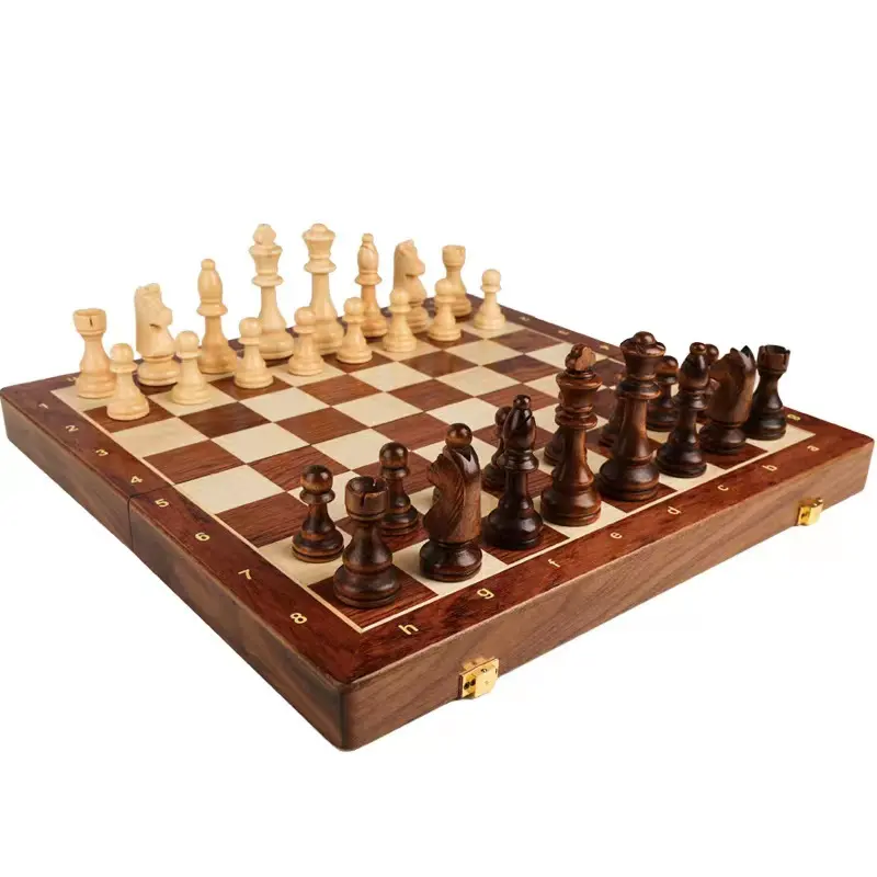 Muzhi 16 "x 16" inç el yapımı ahşap sikke saklama Premium kaliteli kutu katlanır satranç tahtası manyetik satranç taşları seti