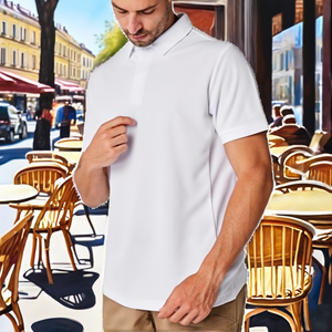 T-shirt jaune 100 % polyester pour homme – Motif tricoté brodé, respirant, confortable, décontracté, avec poche pour usage quotidien - Product Image 2