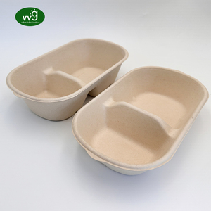 Vvg Pfas Miễn Phí Phân Hủy Sinh Học Dùng Một Lần Bao Bì Thực Phẩm 850Ml <span class=keywords><strong>2</strong></span> Ngăn Mía Bột Giấy Giấy Thực Phẩm <span class=keywords><strong>Container</strong></span> Với Nắp - Product Image 5