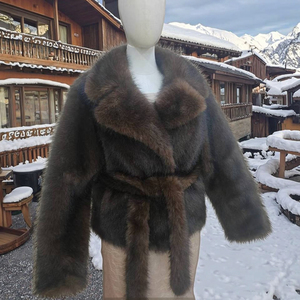 เสื้อโค้ทขนเฟอร์เทียมแบบกลับด้านได้สำหรับผู้หญิง ทรงสวยหรู ความยาวปกติ สไตล์ลำลอง สำหรับฤดูใบไม้ร่วงและฤดูหนาว อุ่นสบาย ทอหนา สีไล่ระดับ สไตล์เกาหลี - Product Image 1