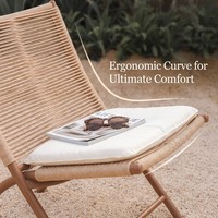 Ensemble de chaises longues pliantes en bois massif, design scandinave, confortables, imperméables, portables, pour patio, balcon, chaise de loisirs, table d'appoint