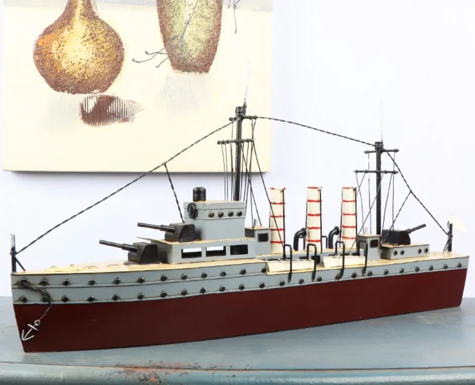 Warship Model Iron Customized Promotional Set Simulation Miniature handmade Model Car Toys Vehicles ship for kids