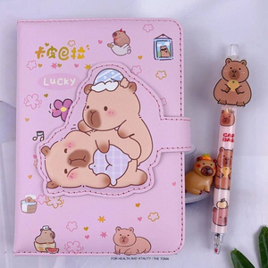 Juego de caja de regalo de bolígrafo Capybara, bolígrafo de Gel de dibujos animados para estudiantes, Bloc de notas, oficina, portátil, agenda, planificador, cuaderno, papelería, regalo - Product Image 6