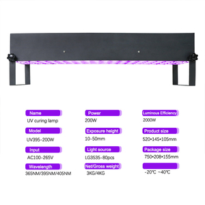 200 wát LED xách tay <span class=keywords><strong>UV</strong></span> keo chữa Đèn in đầu máy in phun Máy in ảnh chữa 365nm 395nm <span class=keywords><strong>UV</strong></span> LED đèn cho ngành công nghiệp in ấn - Product Image 2