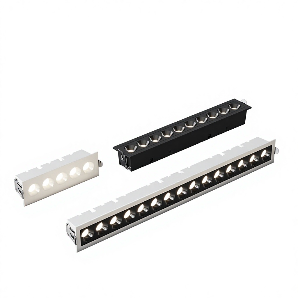 Long Strip Linear LED Spotlight Aluminum Embedded Ceiling Grille Lamp Anti-Glare Residential CRI95 3000K-6000K