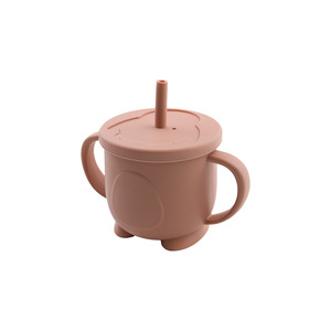Gobelet d'apprentissage pour bébé et enfant en silicone 100% alimentaire sans BPA, motif animal, avec couvercle et paille - Product Image 2